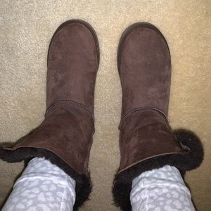 UGG Bailey Button II Chocolate Suede Boots